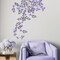 Purple Vine Flowers Wall Decal Hanging Vine Branch Floral Wall Stickers Self-Adhesive Wall Art